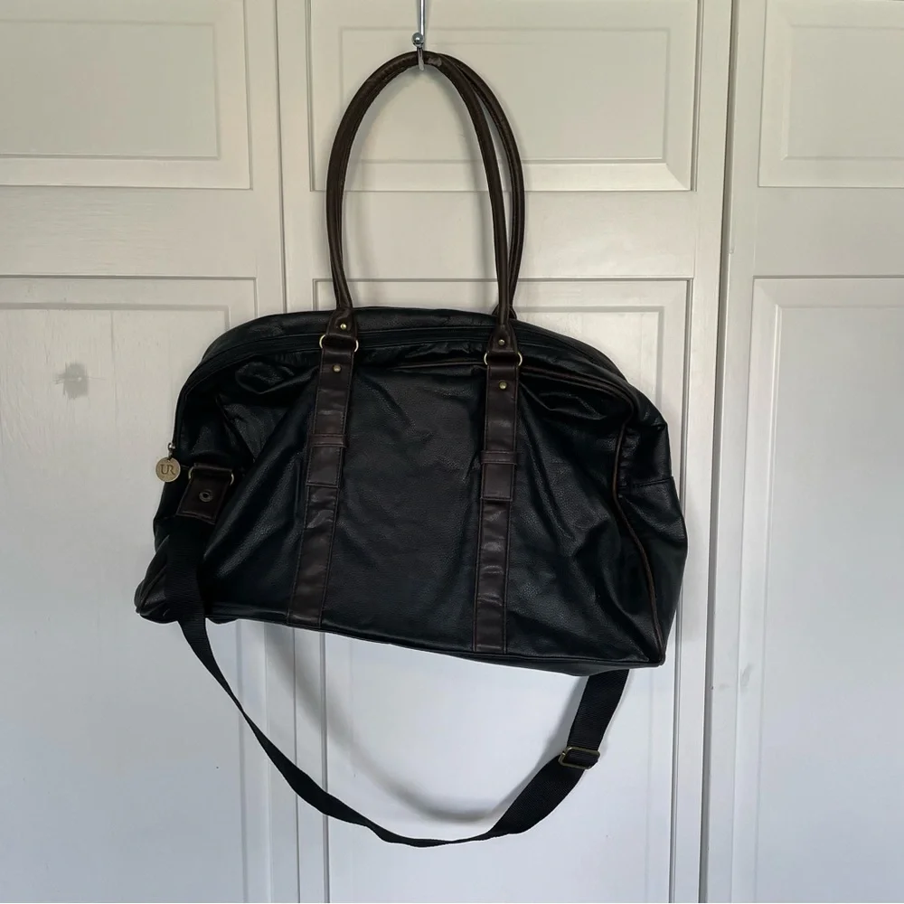 UR Faux Leather Black Brown Duffel Bag Men's Travel Gym